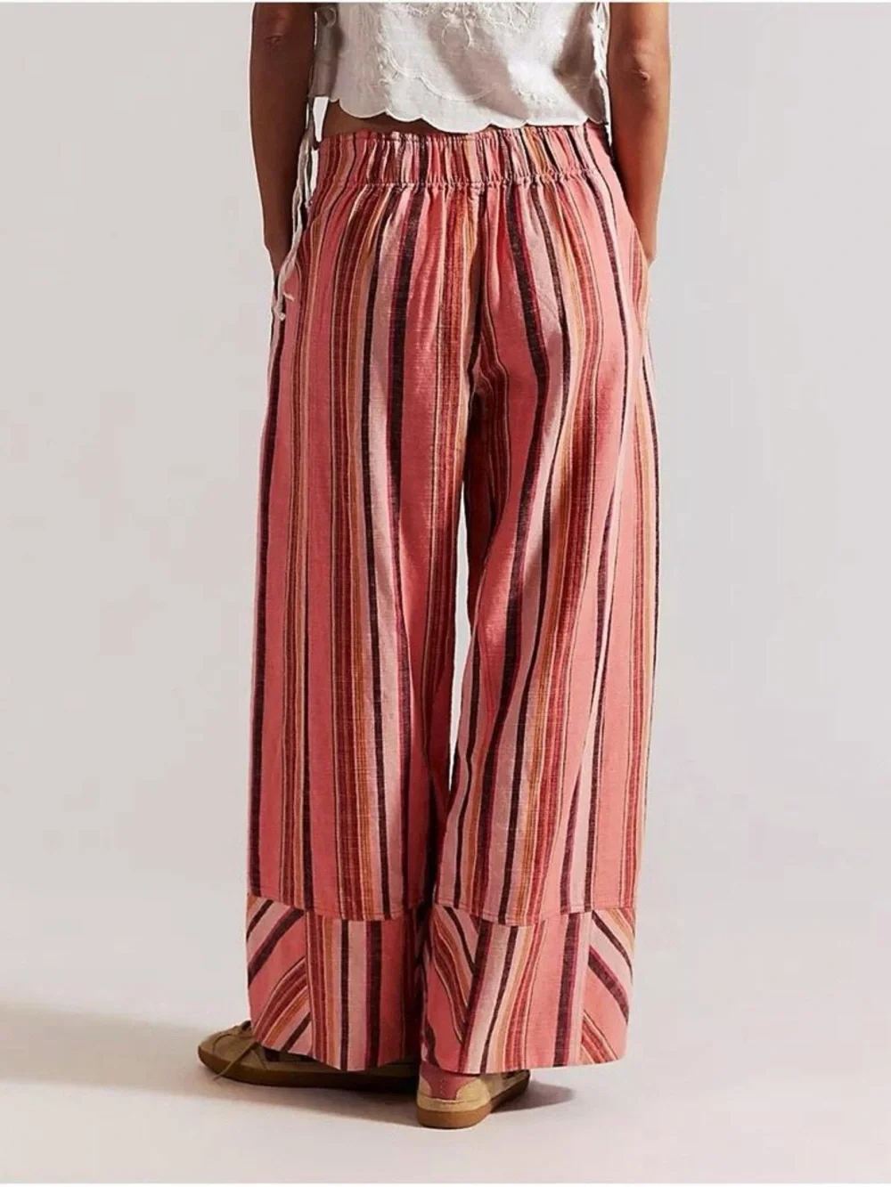 Free People - Day's End Linen Striped Pull-On Pants - Picture 3 of 6